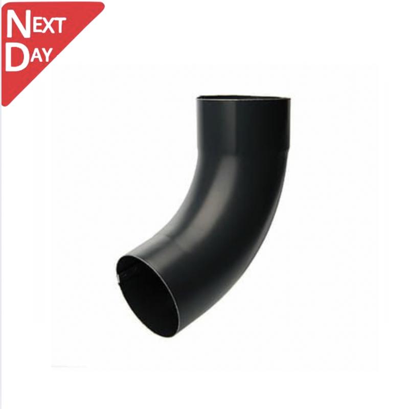80mm Black Coated Galvanised Steel Downpipe 70 Degree Bend