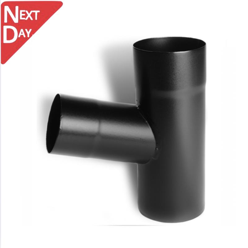 80mm Black Coated Galvanised Steel Downpipe 70 Degree Branch