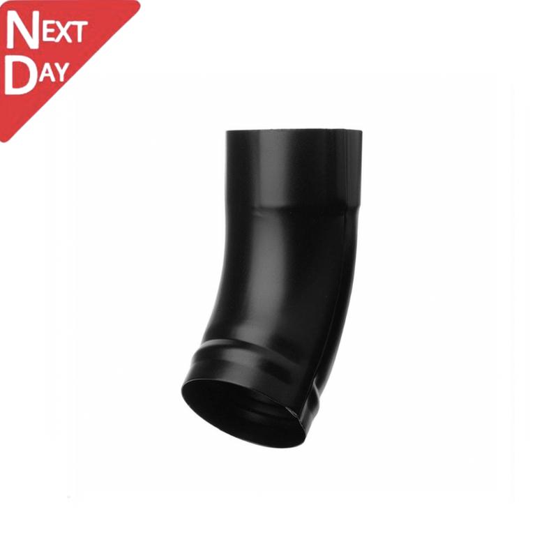 80mm Black Coated Galvanised Steel Downpipe Shoe - Short Heel