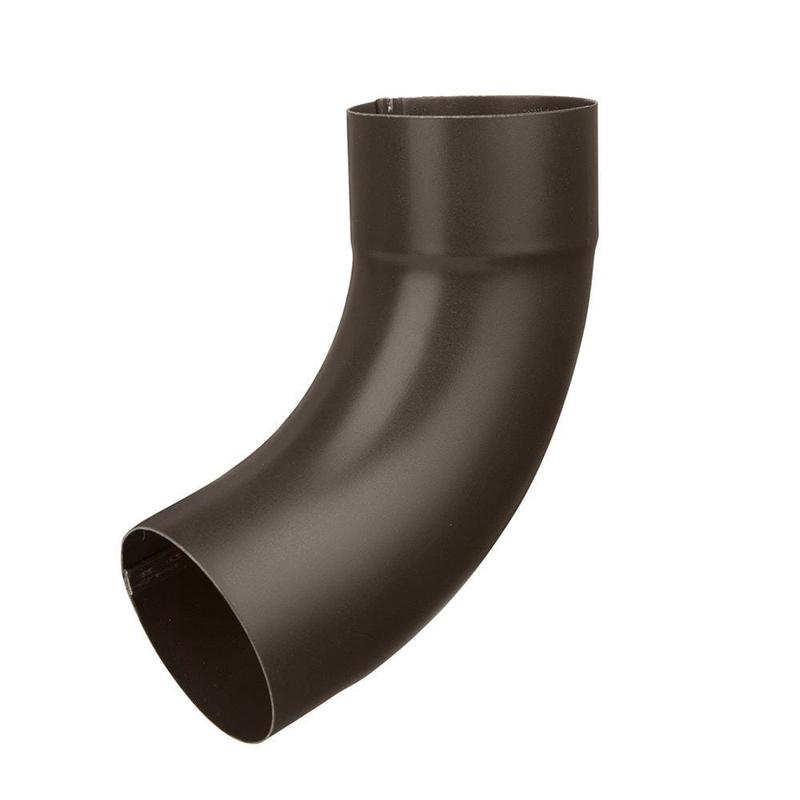80mm Sepia Brown Galvanised Steel Downpipe 70 Degree  Bend