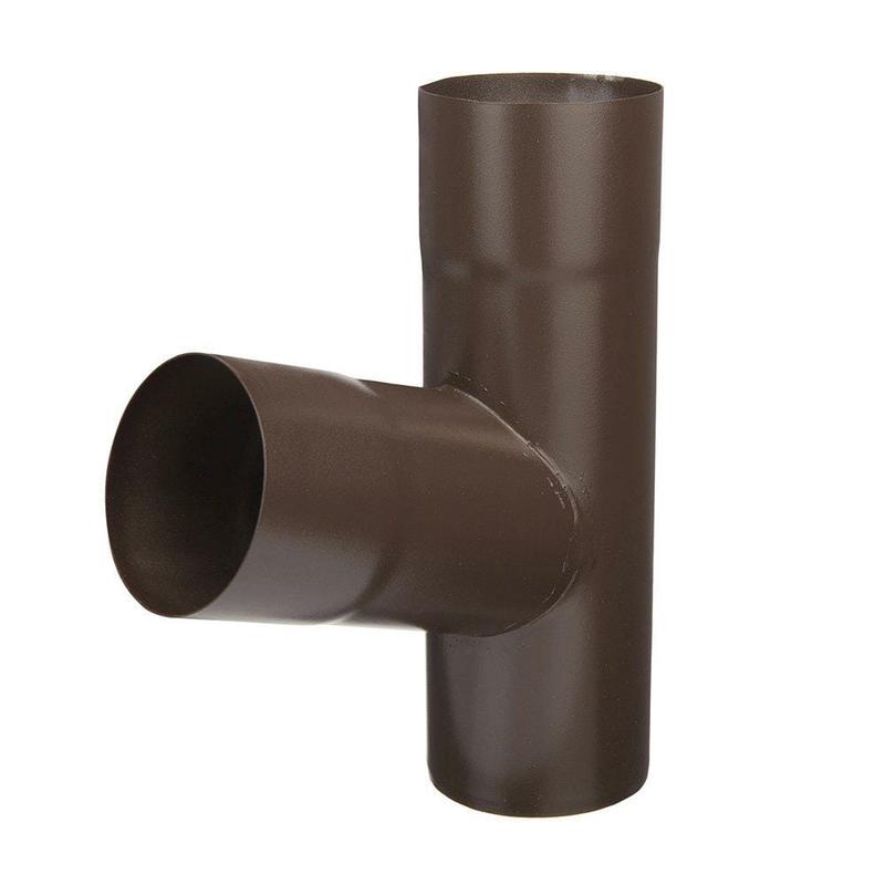 80mm Sepia Brown Galvanised Steel Downpipe 70 Degree Branch