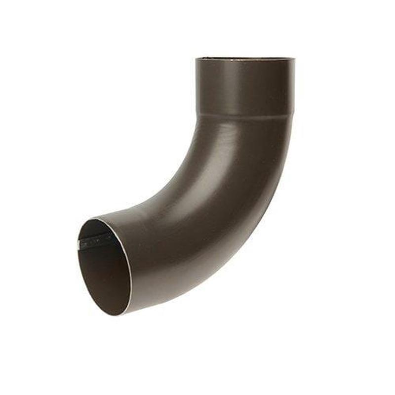 80mm Sepia Brown Galvanised Steel Downpipe 90 Degree Bend