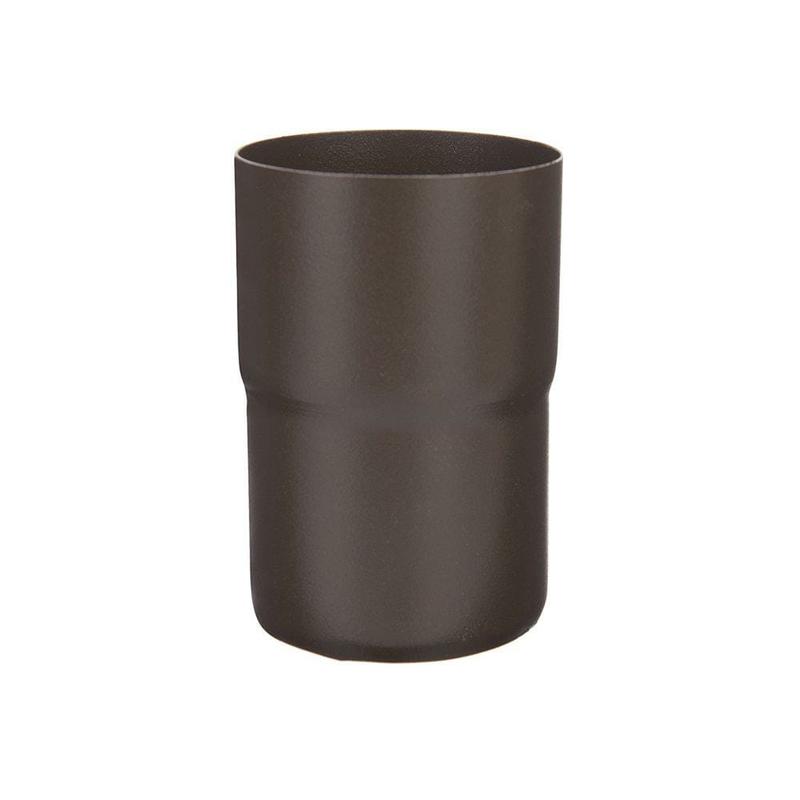 80mm Sepia Brown Galvanised Steel Downpipe Loose Connector