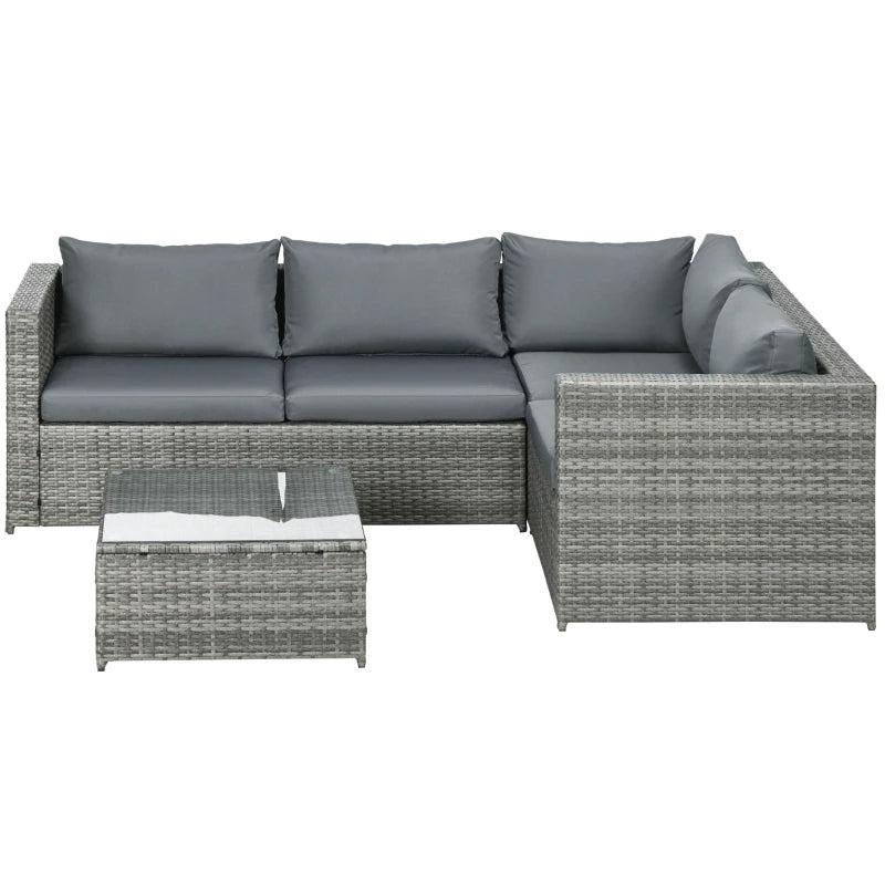 Grey 4 Seater Corner Sofa Set with Coffee Table
