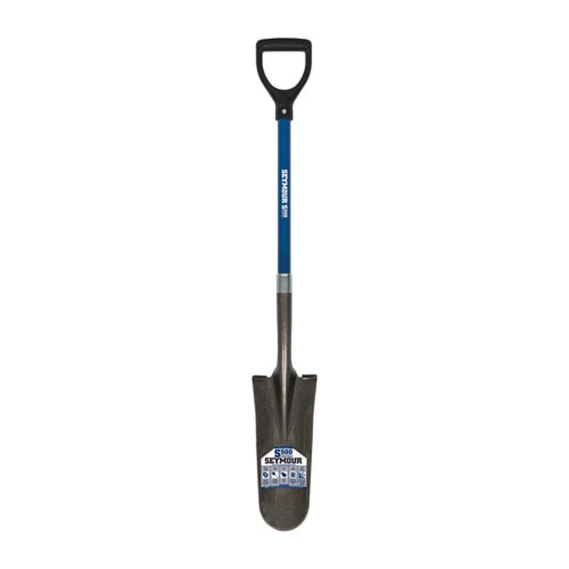 Seymour 14" Drain Spade, 26" Blue Fiberglass Handle, Poly D-Grip