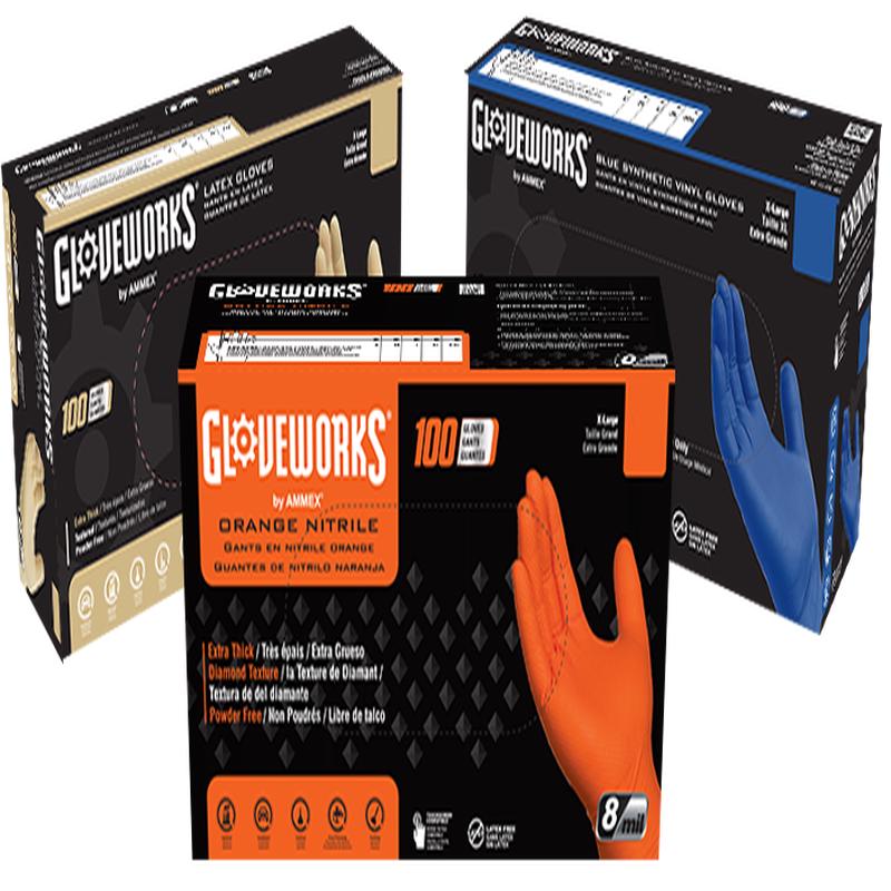 AMMEX Gloveworks Blue Synthetic Vinyl