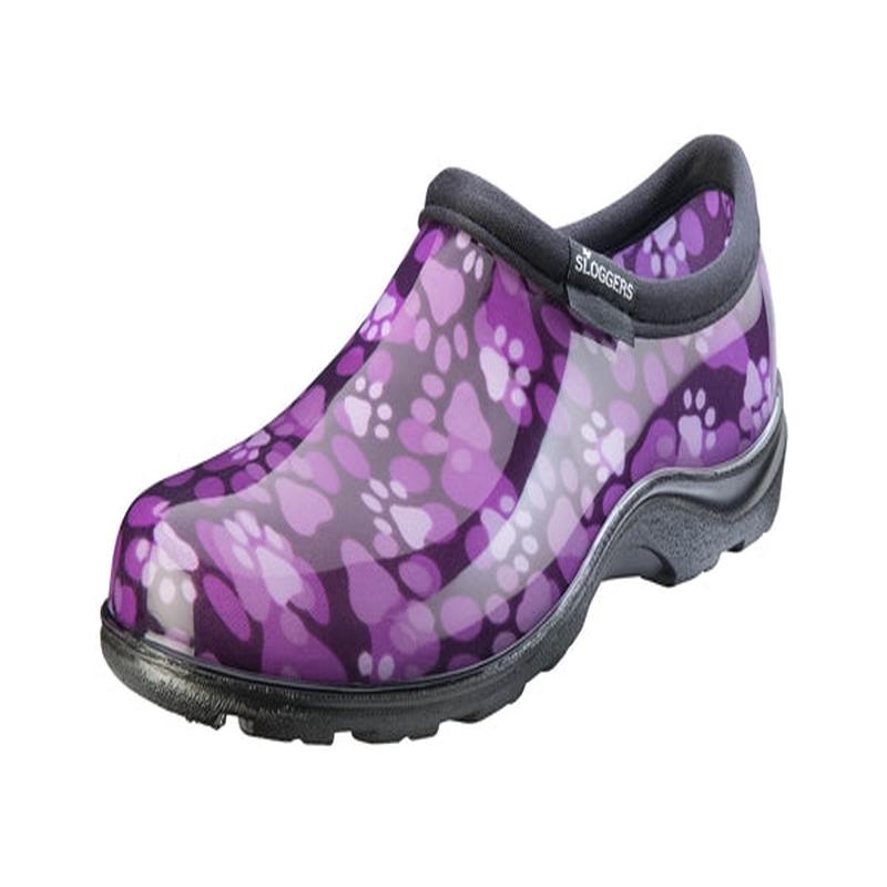 Sloggers Womens Waterproof Comfort Shoes Paw Print Purple Design
