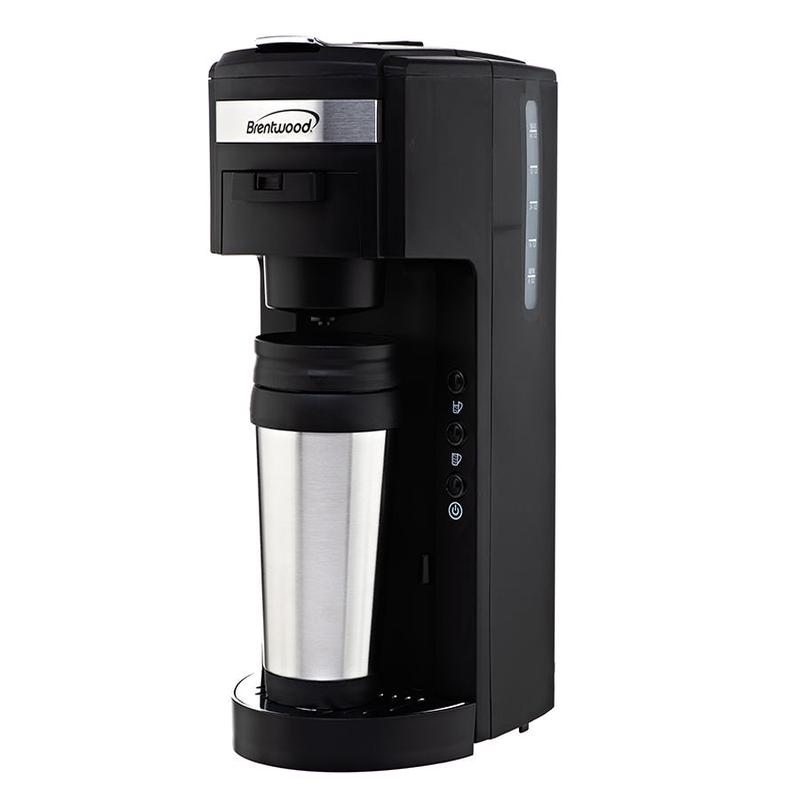 Brentwood TS-114 K-Cup Single Serve Coffee Maker with Travel Mug, Black