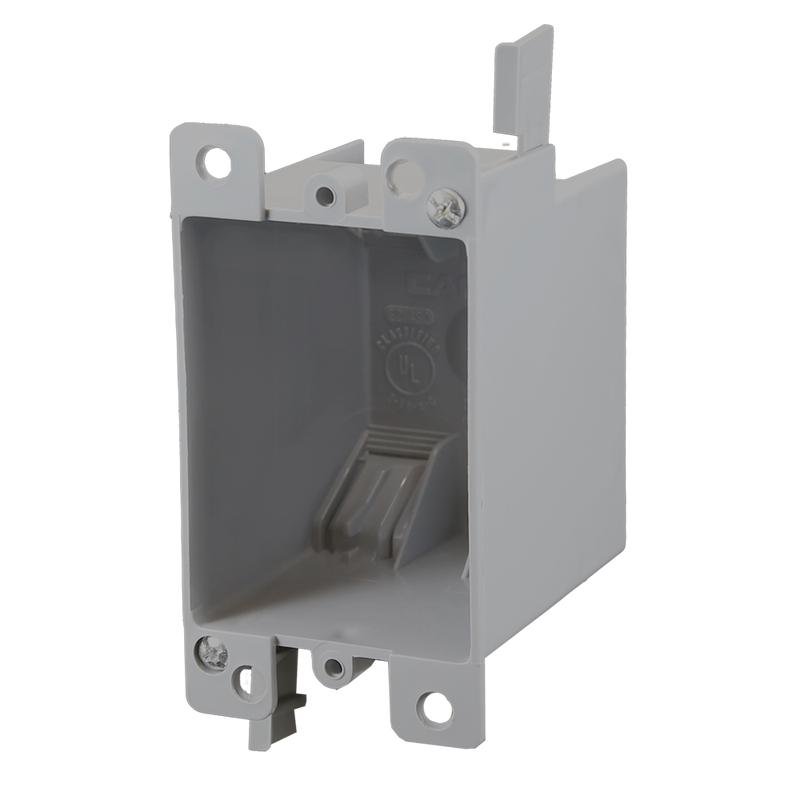 CANTEX  1-Gang 14 cu. in. EZ BOX Old Work Residential Electrical Switch and Outlet Box with EZ Mount Clamps and Wire Clamps Gray