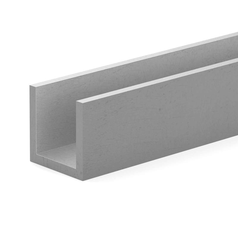 Profil en U en aluminium, 1/16'' x 1/4'' x 72''