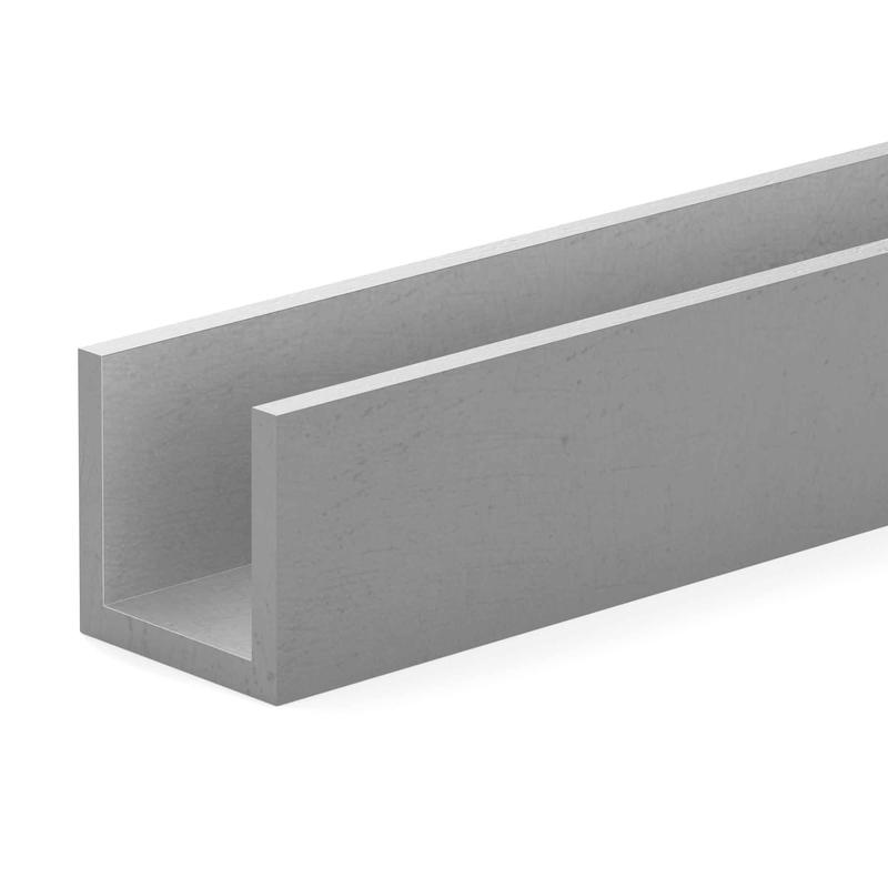 Profil en U en aluminium, 1/16'' x 1/2'' x 72''