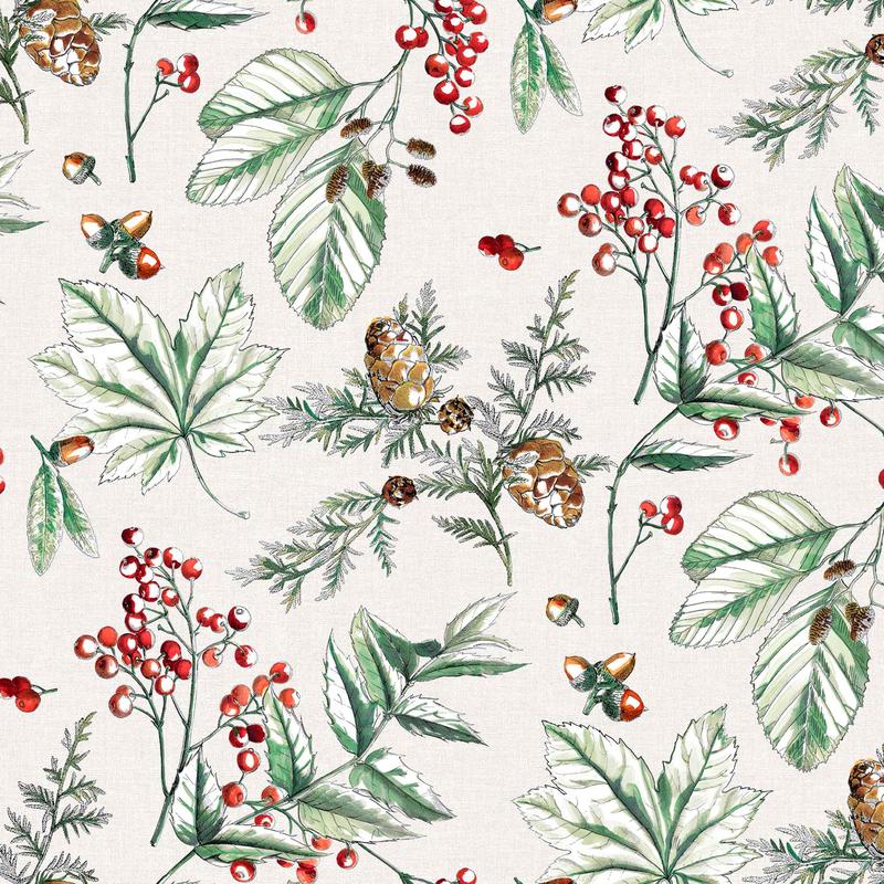 Revtement de table avec motifs de fleurs de Nol, 55'' x 65' (vendu au pied linaire)