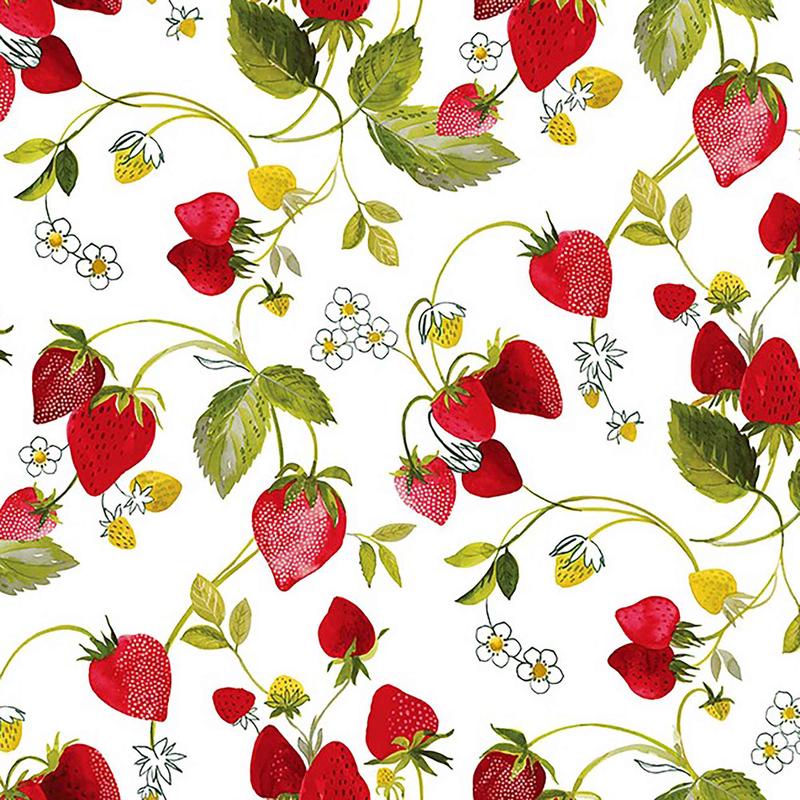 Revtement de table avec motifs de fraises, 55'' x 65' (vendu au pied linaire)