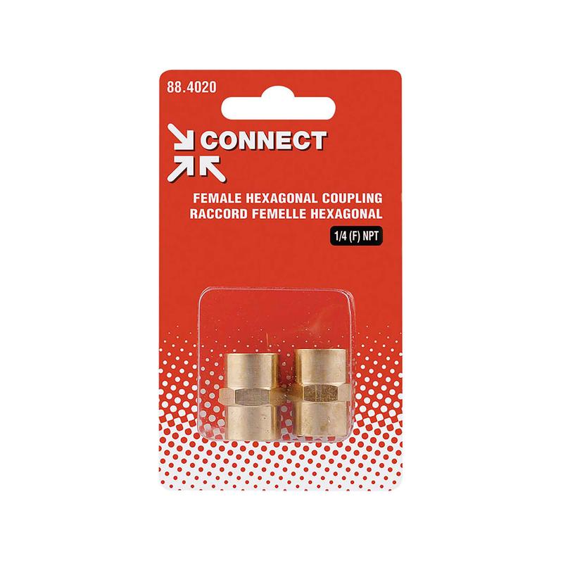 Union hexagonale en laiton, 1/4 (F) NPT (2 pices)