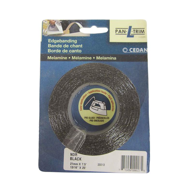 Bande de chant en mlamine noire, 13/16" x 25'