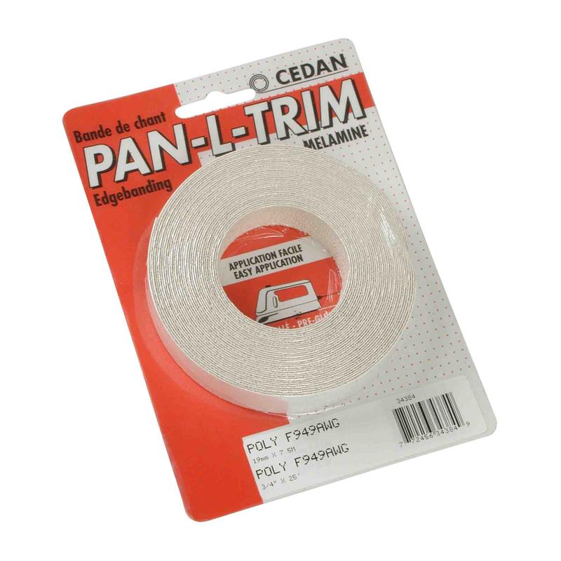 Bande de chant en polyester blanc frne, 3/4" x 25'