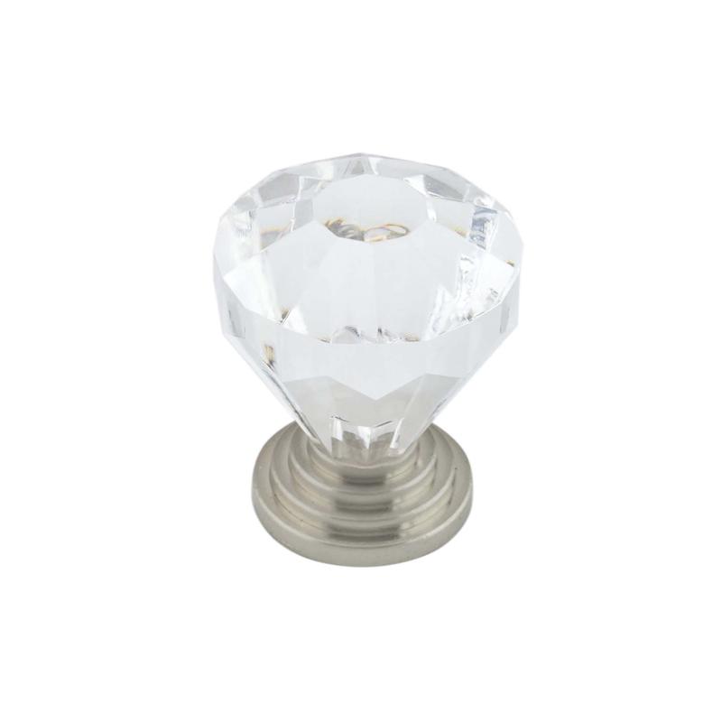 Bouton clectique en acrylique et en mtal fini transparent et nickel bross, # 10089