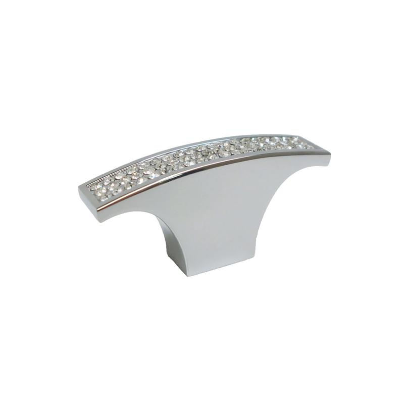 Bouton contemporain en mtal chrom et cristal, # 1234