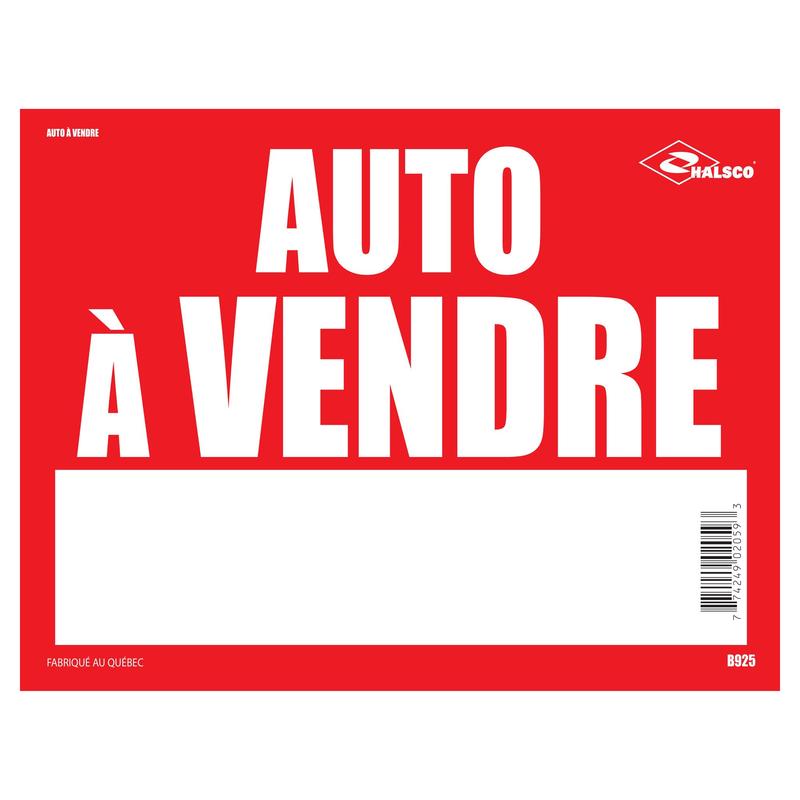 Affiche ''Auto  vendre'', 12" x 16"