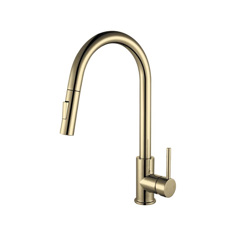 Robinet de cuisine avec bec rtractable  double jet MONROE-GD, or bross