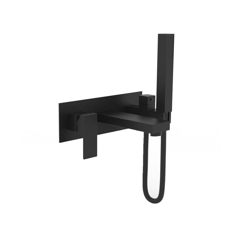 Robinetterie carre pour baignoire  fixation murale SALLY-BK, noir mat