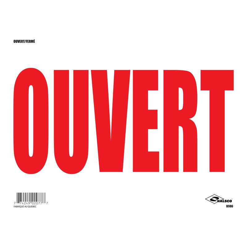 Affiche recto verso "Ouvert / Ferm, 12" X 16"