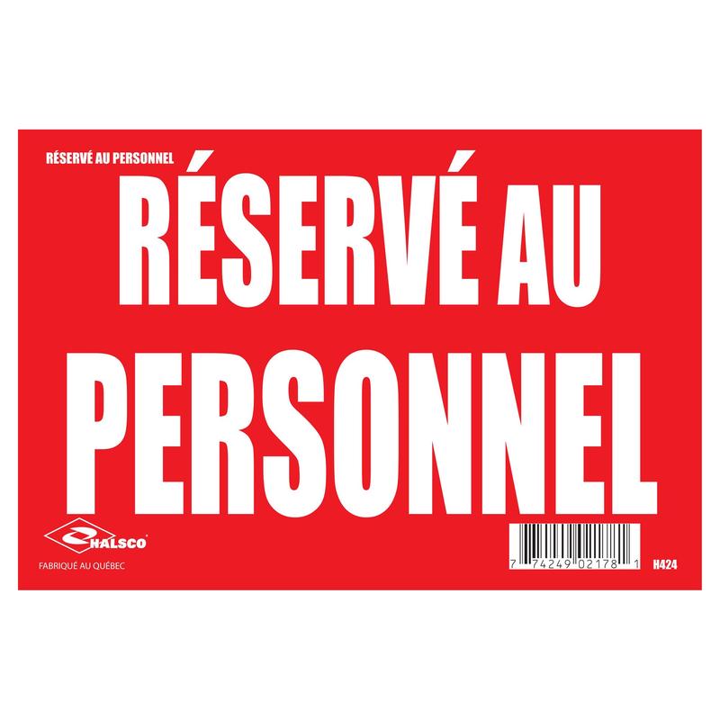 Affiche "Rserv au personnel", 8" x 12"