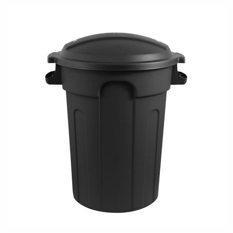 Poubelle avec couvercle en rsine noir, 80 L