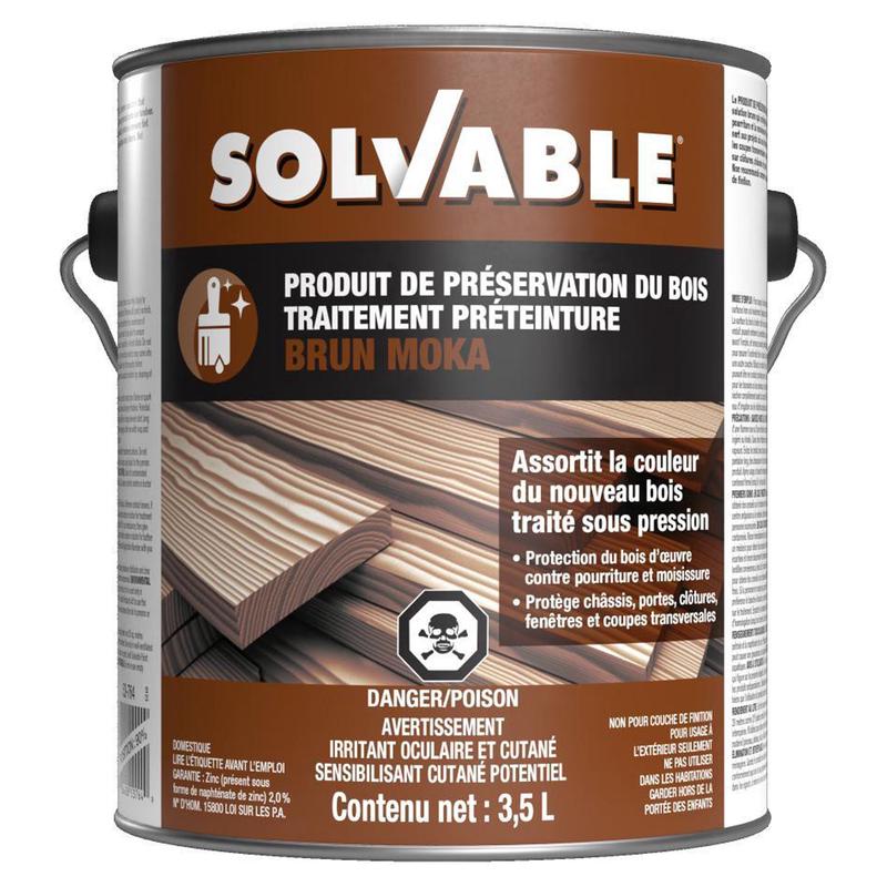 Produit de prservation du bois traitement prteinture, 3,5 L (brun moka)