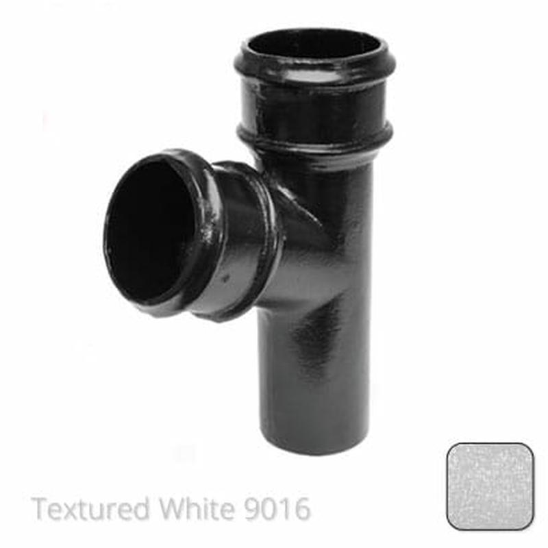 Alumasc 100mm (4") Cast Aluminium 112 Degree Branch without Ears - Textured Traffic White RAL 9016