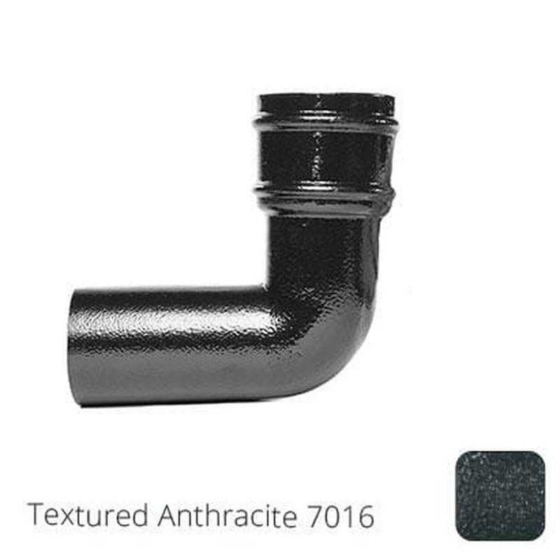 Alumasc 100mm (4") Cast Aluminium 90 Degree Bend without Ears - Textured Anthracite Grey RAL 7016