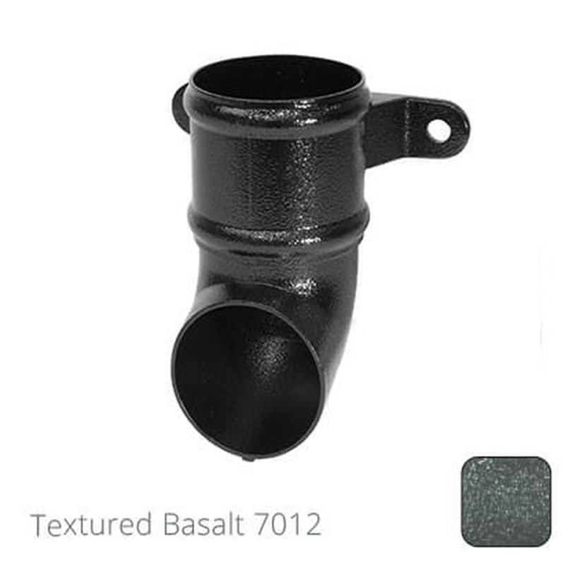 Alumasc 100mm (4") Cast Aluminium Downpipe Shoe with Ears - Textured Basalt Grey RAL 7012