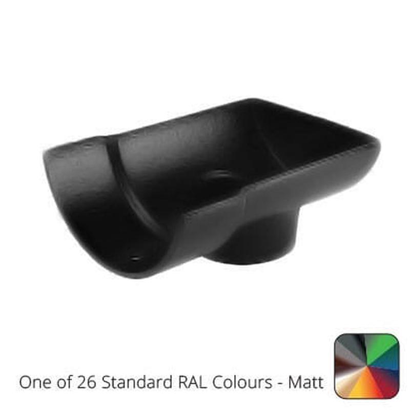 Alumasc 100mm (4") Half Round Cast Aluminium 63mm Stop End Socket Outlet  - One of 26 Standard Matt RAL colours TBC