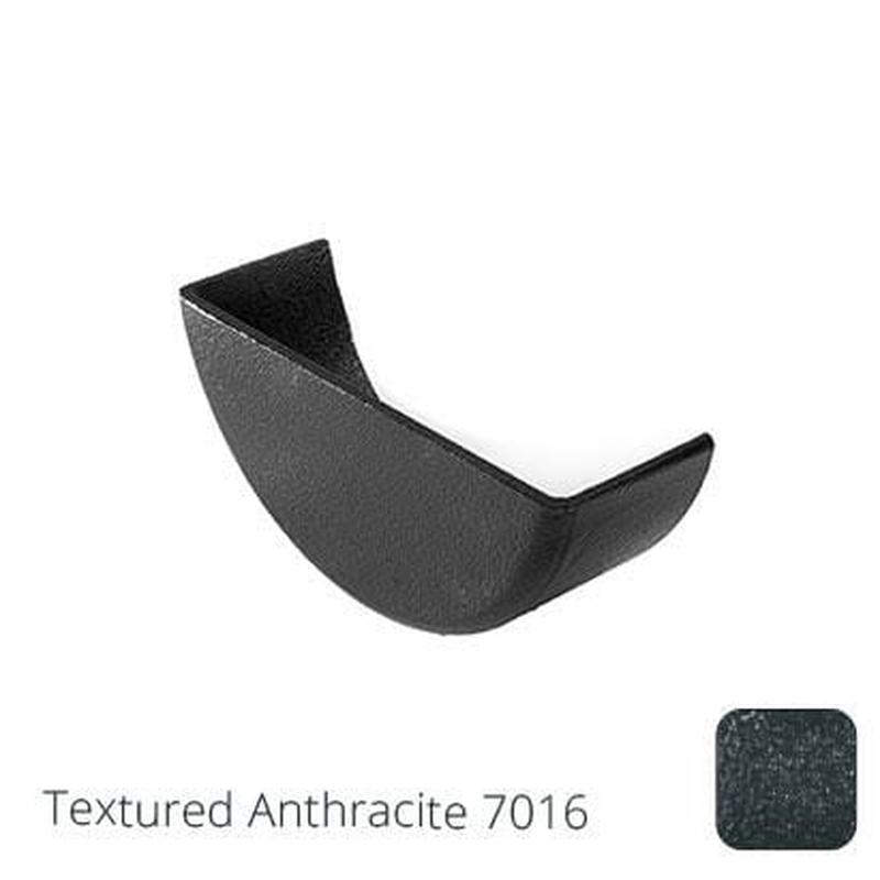 Alumasc 100mm (4") Half Round Cast Aluminium External Stop End - Textured Anthracite Grey RAL 7016