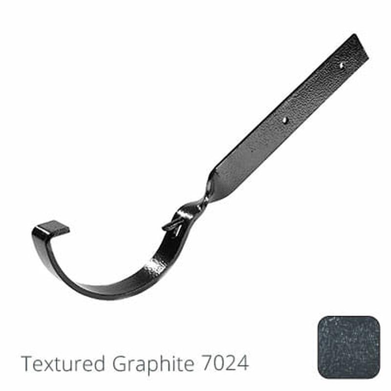 Alumasc 100mm (4") Half Round Cast Aluminium Gutter Side Fix Rafter Bracket - Textured Graphite Grey RAL 7024