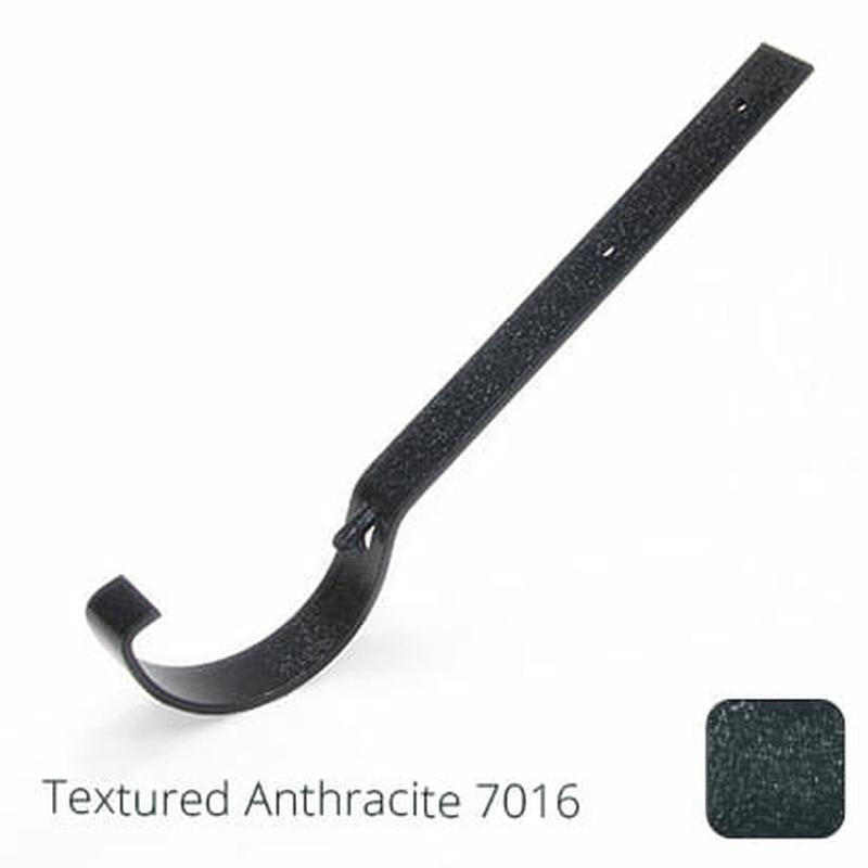 Alumasc 100mm (4") Half Round Cast Aluminium Gutter Top Fix Rafter Bracket - Textured Anthracite Grey RAL 7016