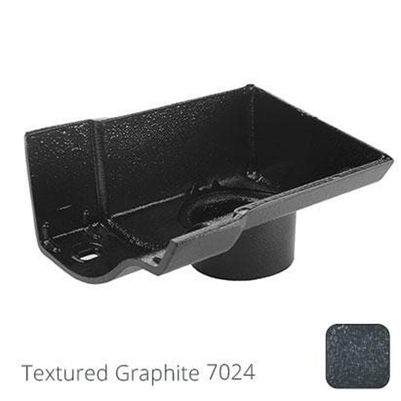 Alumasc 115mm (4.5") Victorian Ogee Cast Aluminium 63mm Right Hand Stop End Outlet - Textured Graphite Grey RAL 7024