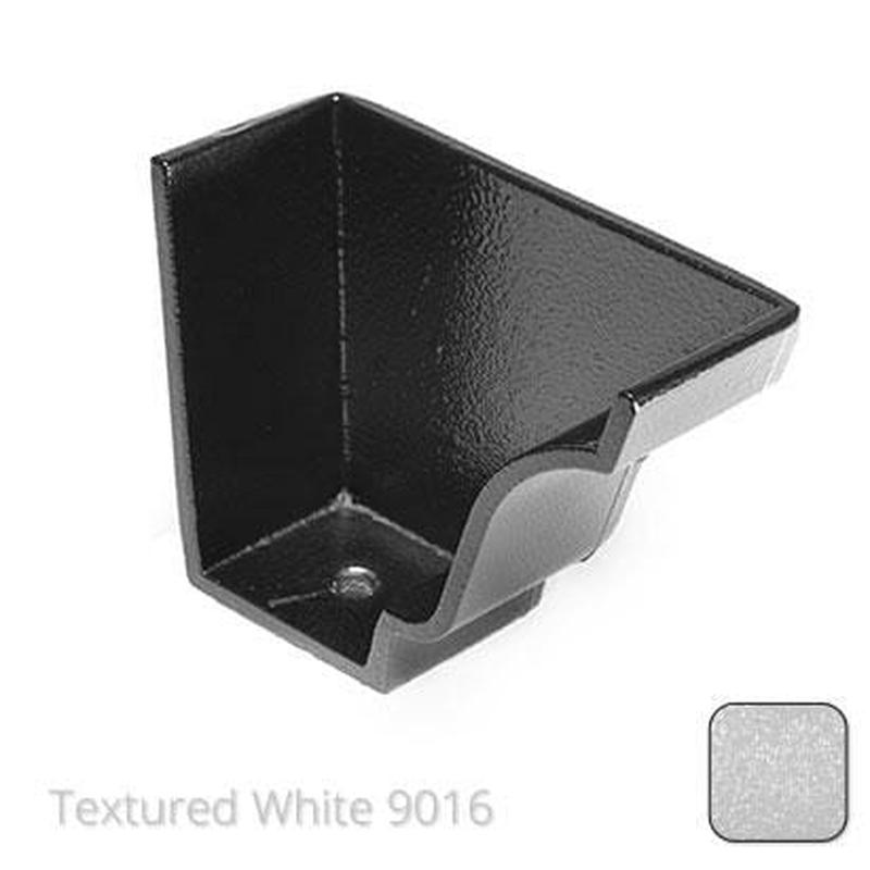 Alumasc 125x100 (5"x 4") Moulded Ogee Cast Aluminium Right Hand Internal Stop End - Textured Traffic White RAL 9016