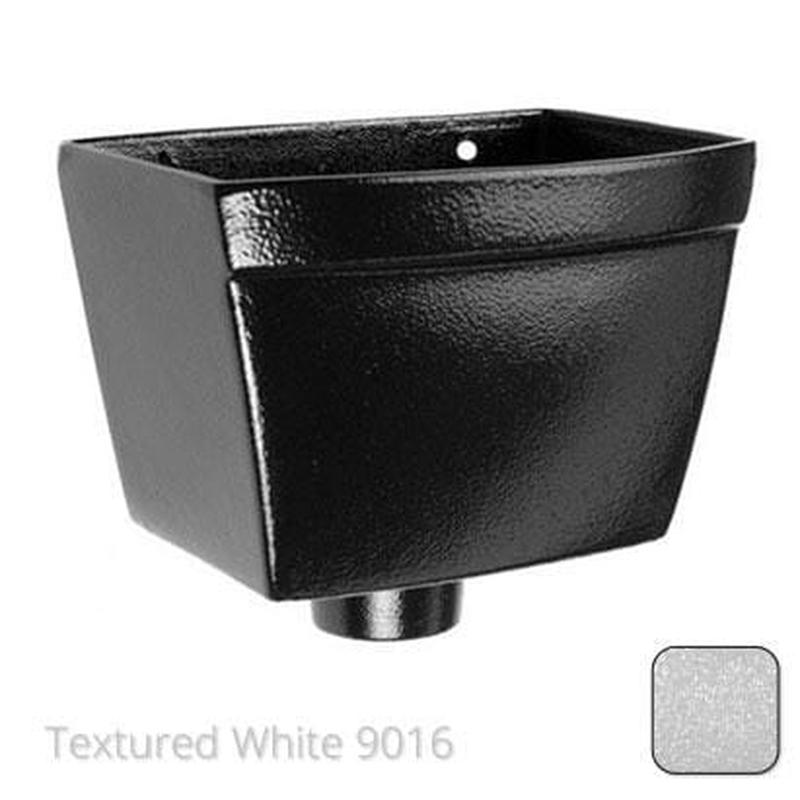Alumasc 260mm Cast Aluminium Rectangular Hopper Head 100mm (4") Outlet - Textured Traffic White RAL 9016