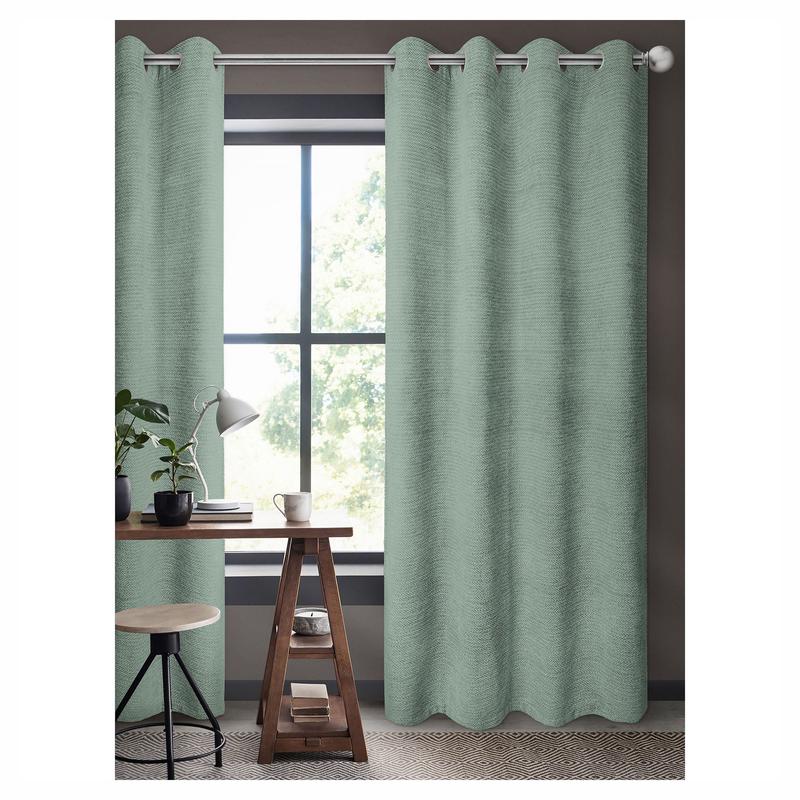Rideau de luxe tiss  effet velours chenille, vert clair