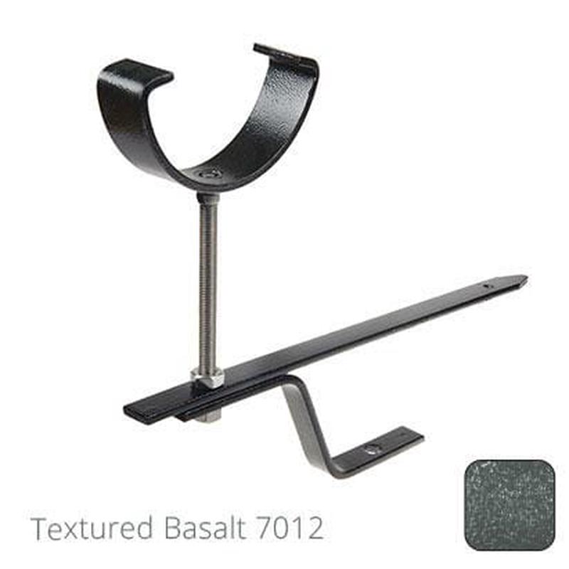 Alumasc 115mm (4.5") Half Round Cast Aluminium Rise & Fall Gutter Bracket - Textured Basalt Grey RAL 7012