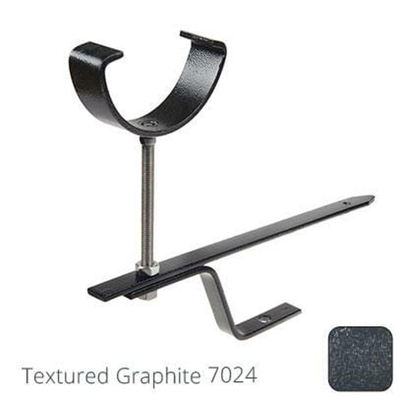 Alumasc 115mm (4.5") Half Round Cast Aluminium Rise & Fall Gutter Bracket - Textured Graphite Grey RAL 7024