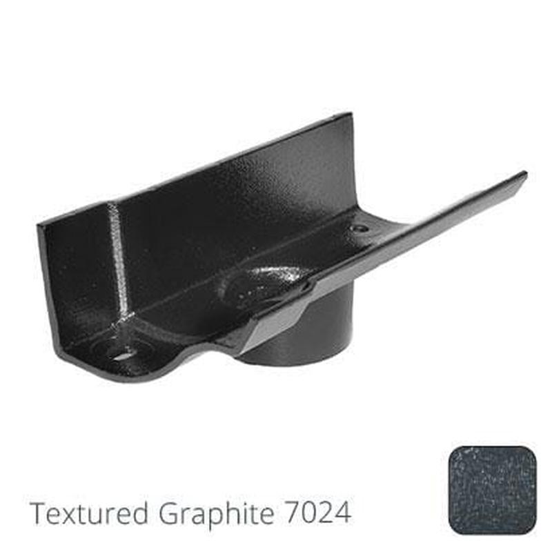Alumasc 115mm (4.5") Victorian Ogee Cast Aluminium 63mm Gutter Outlet - Textured Graphite Grey RAL 7024