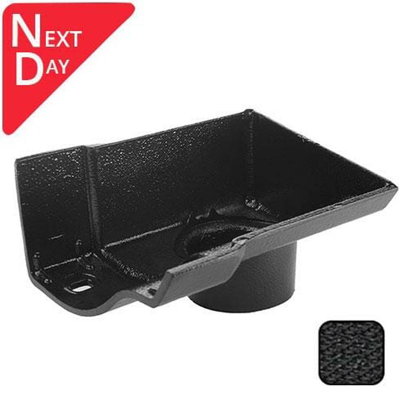 Alumasc 115mm (4.5") Victorian Ogee Cast Aluminium 63mm Right Hand Stop End Outlet - Textured Black