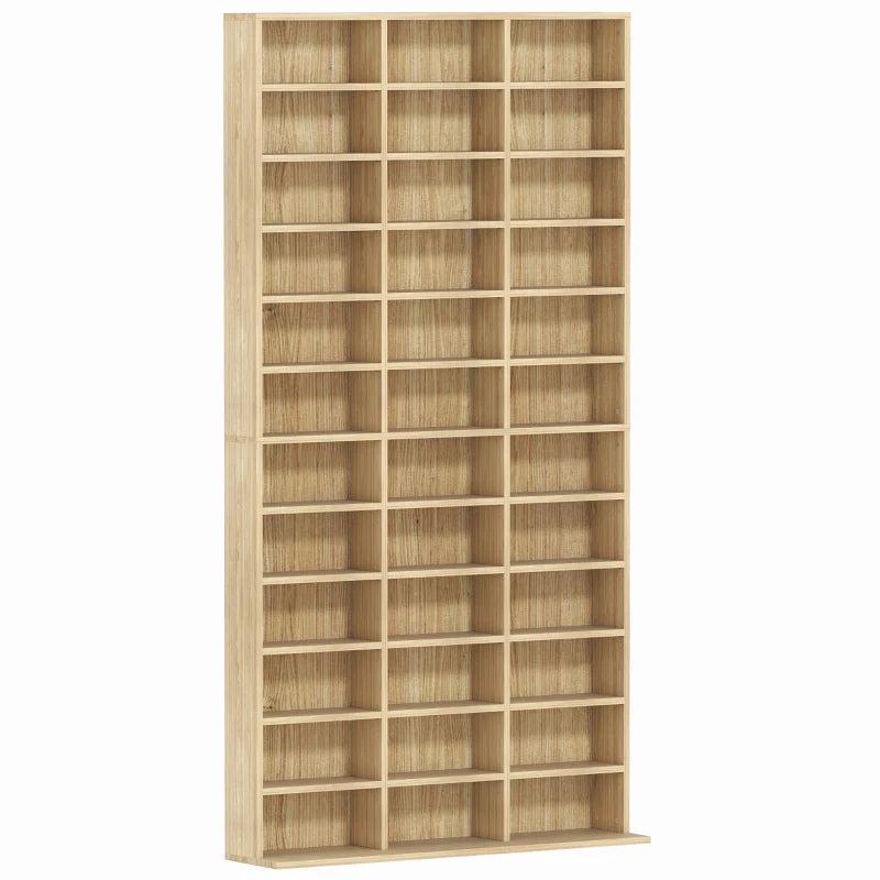 Adjustable CD Storage Unit with Oak Tone Finish, 102 x 195 cm - Perfect for Organizing Your Music Collection