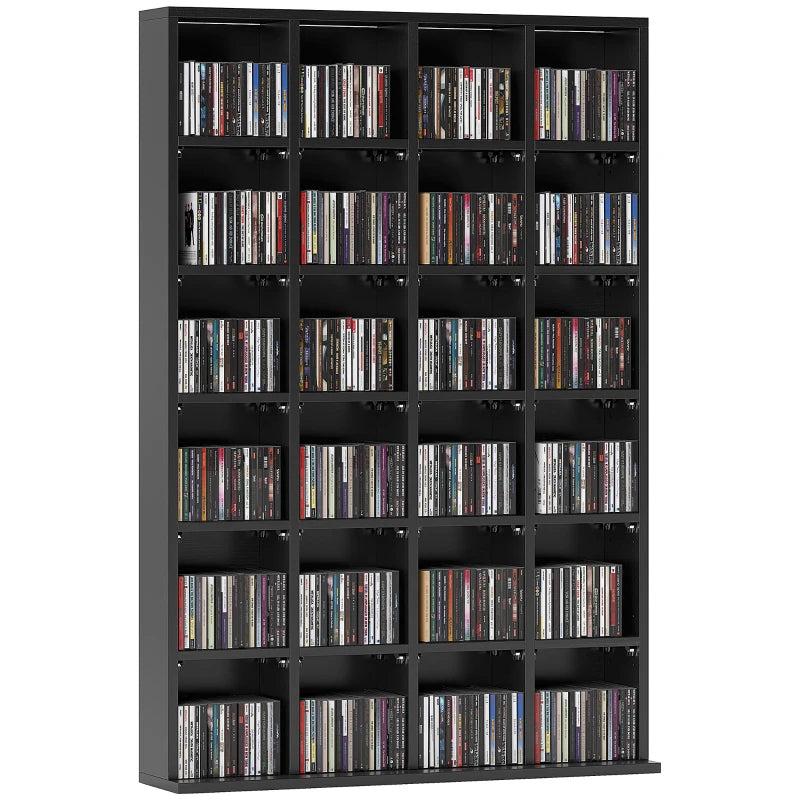 Adjustable CD Storage Unit with Shelves - 89 x 130.5 cm, Stylish Black Organizer for Media Collection