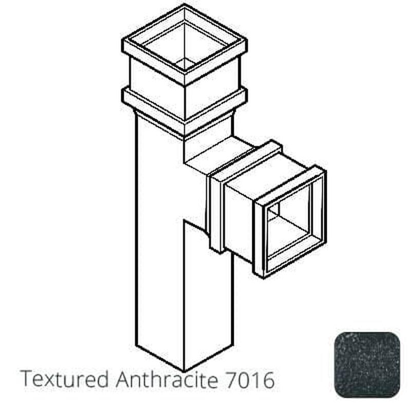 Alumasc 100 x 75mm (4"x3") Cast Aluminium 90 Degree Branch without Ears - Textured 7016 Anthracite Grey