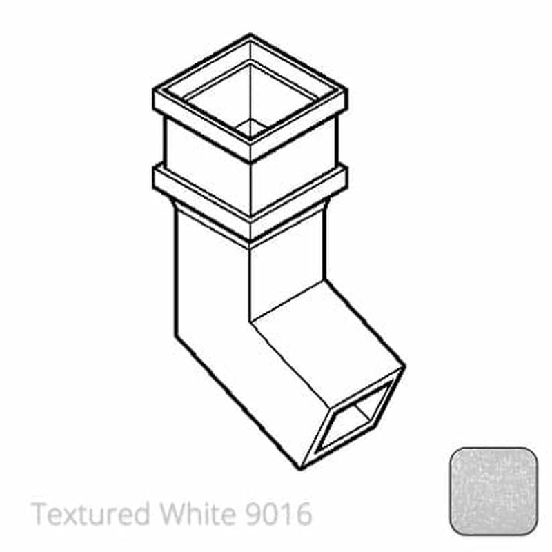 Alumasc 100 x 75mm (4"x3") Cast Aluminium Downpipe 112 Degree Bend without Ears - Textured 9016 White