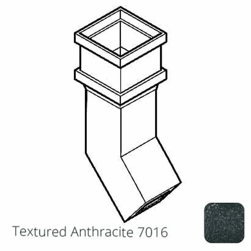 Alumasc 100 x 75mm (4"x3") Cast Aluminium Downpipe 135 Degree Bend without Ears - Textured 7016 Anthracite Grey