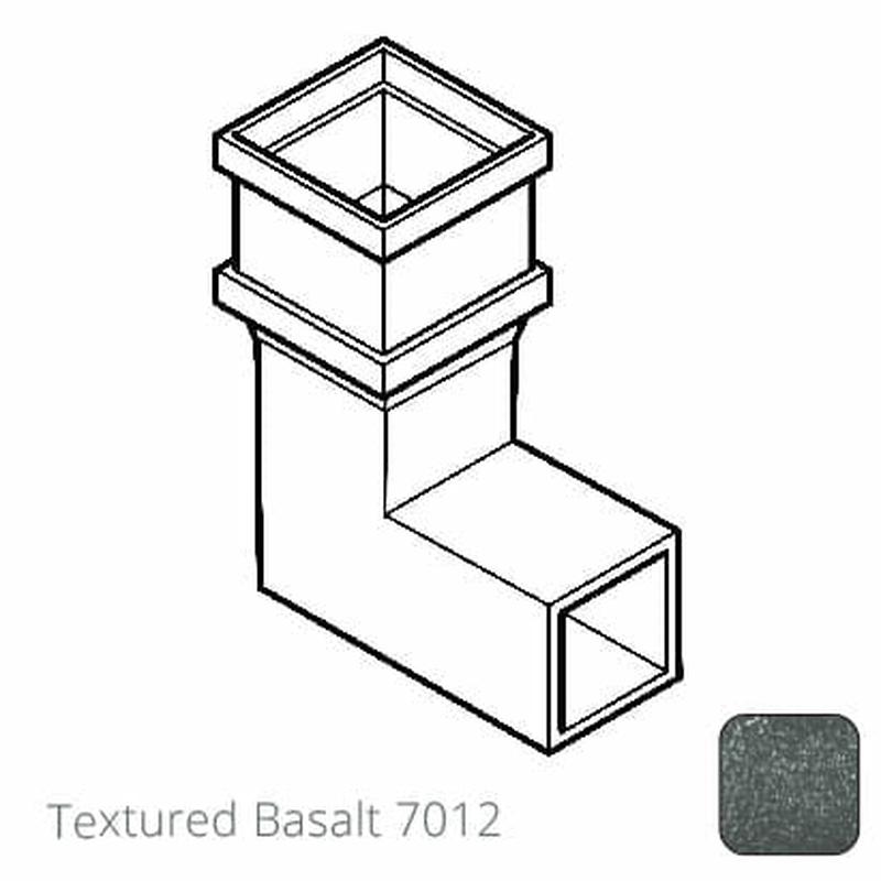 Alumasc 100 x 75mm (4"x3") Cast Aluminium Downpipe 90 Degree Bend without Ears - Textured 7012 Basalt Grey